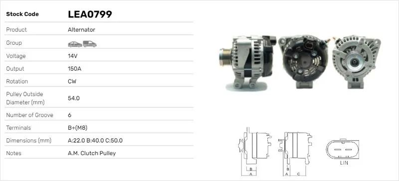 Alternatör  LUCAS ELEKTRIK LEA0799