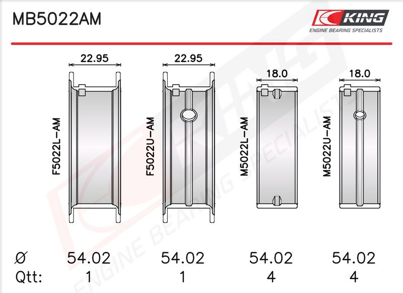 Krank Mili Yatak Çanağı Seti KING MB5022AM
