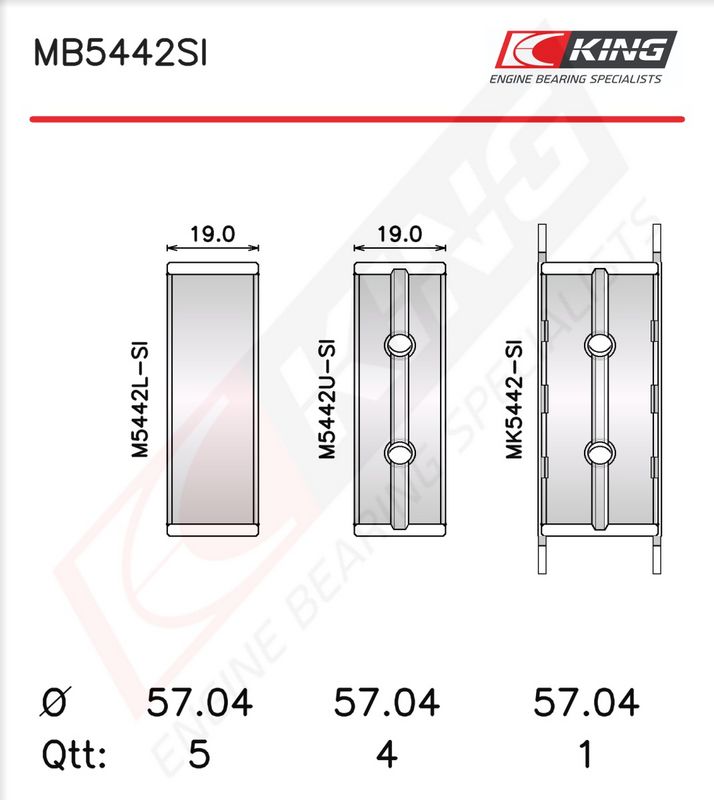 Krank Mili Yatak Çanağı Seti KING MB5442SI