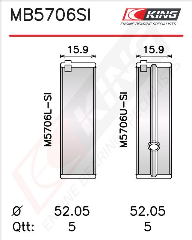 Krank Mili Yatak Çanağı Seti KING MB5706SI