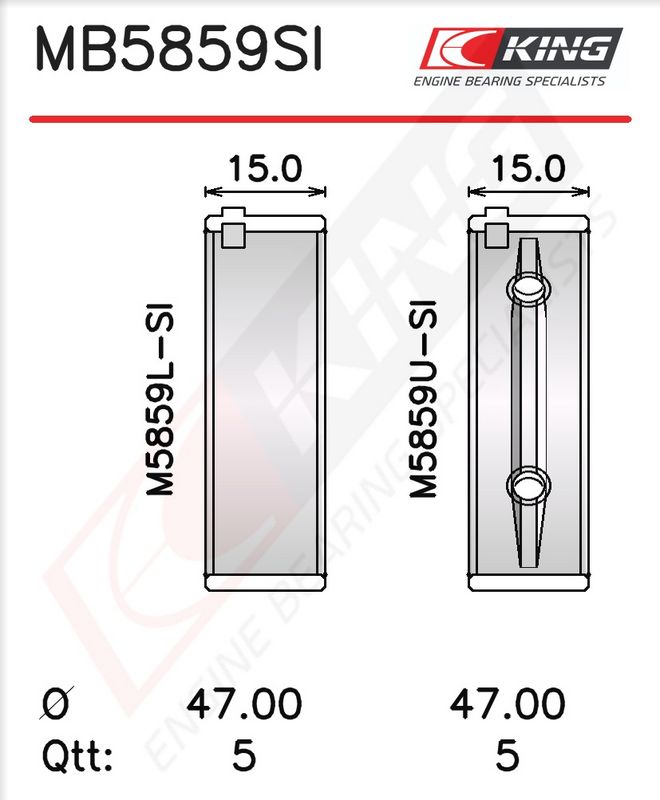 Krank Mili Yatak Çanağı Seti KING MB5859SI