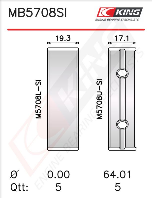 Krank Mili Yatak Çanağı Seti KING MB5708SI