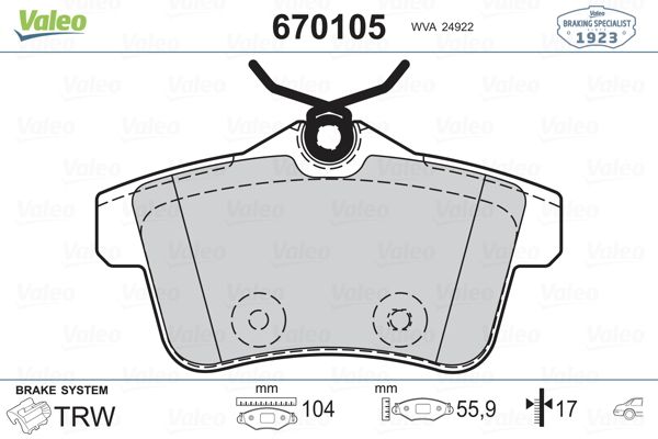 VALEO 670105 Fren Balatası Arka