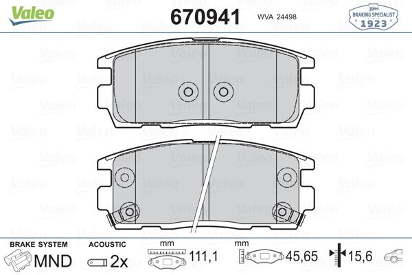 VALEO 670941 Fren Balatası Arka