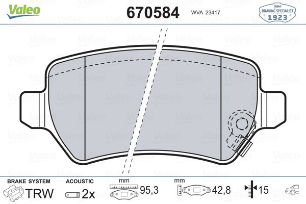 VALEO 670584 Fren Balatası Arka