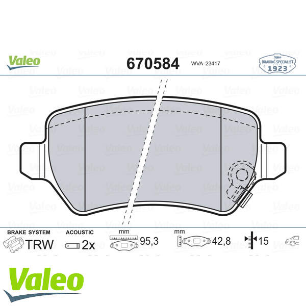 VALEO 670584 Fren Balatası Arka - . Görsel