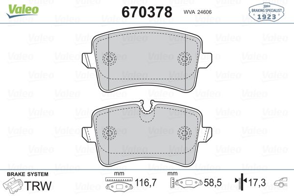 VALEO 670378 Fren Balatası Arka