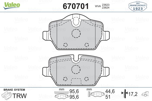 VALEO 670701 Fren Balatası Arka