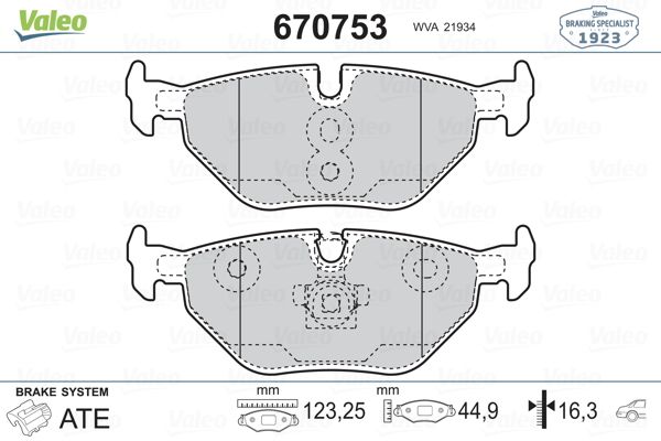 VALEO 670753 Fren Balatası Arka