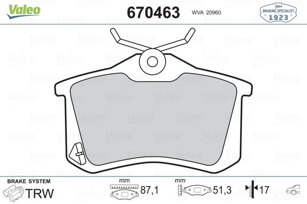 VALEO 670463 Fren Balatası Arka