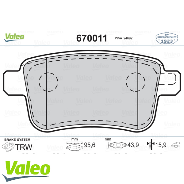 VALEO 670011 Fren Balatası Arka - 3. Görsel