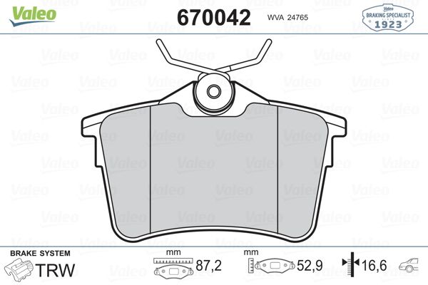 VALEO 670042 Fren Balatası Arka