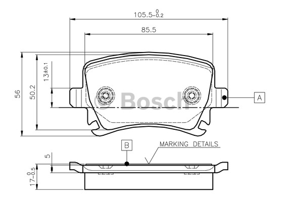 BOSCH 0986495413 Fren Balatası Arka - . Görsel