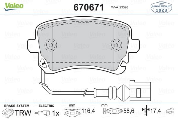 VALEO 670671 Fren Balatası Arka