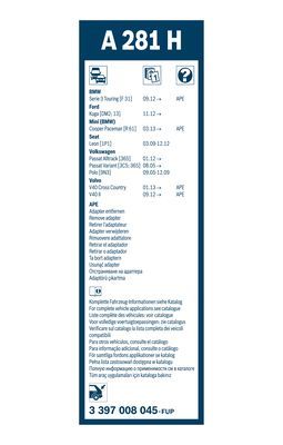 BOSCH 3397008045 Silecek Süpürgesi Arka - . Görsel