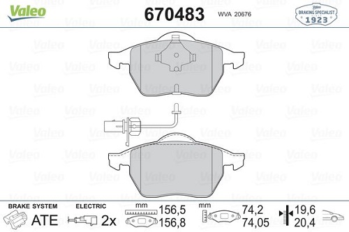 VALEO 670483 Fren Balatası Ön - . Görsel