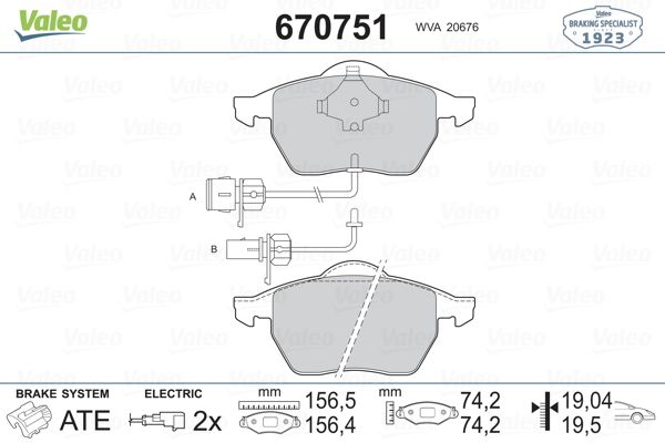VALEO 670751 Fren Balatası Ön