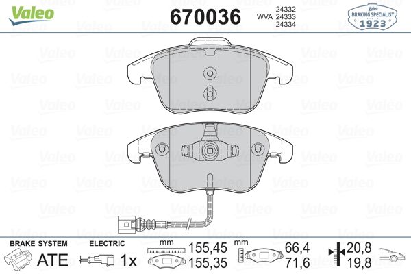 VALEO 670036 Fren Balatası Ön