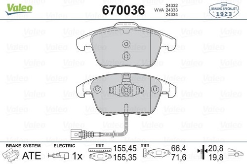 VALEO 670036 Fren Balatası Ön - . Görsel