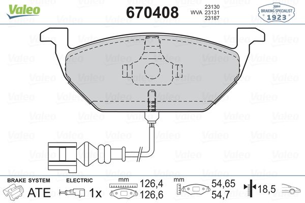 VALEO 670408 Fren Balatası Ön