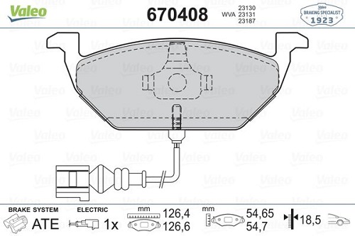 VALEO 670408 Fren Balatası Ön - . Görsel