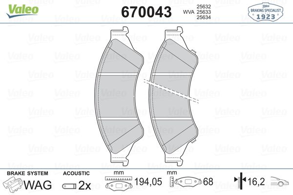 VALEO 670043 Fren Balatası Ön
