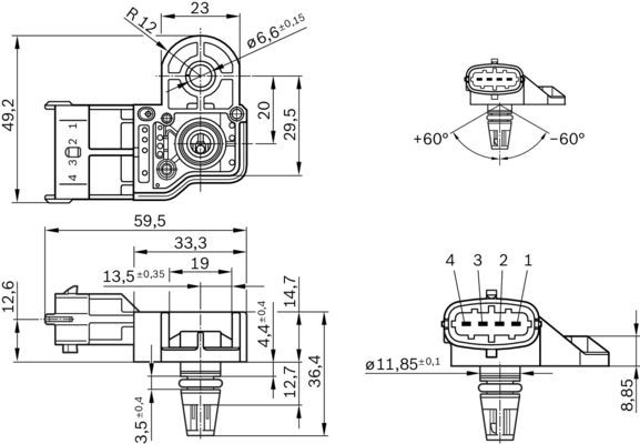 BOSCH 0281006051 Emme Manifold Basınç Sensörü - . Görsel