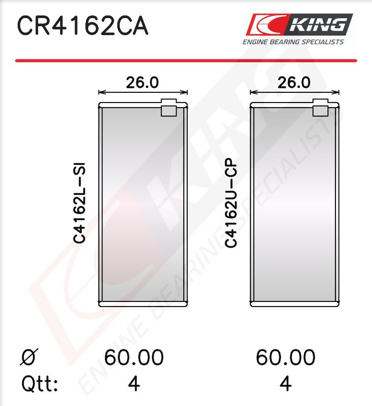 Biyel Yatak Çanağı KING CR4162CA