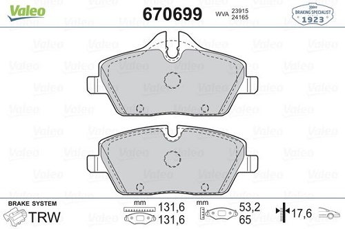 VALEO 670699 Fren Balatası Ön - . Görsel
