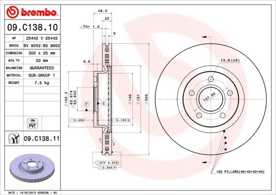 Fren Disk Ayna Ön Sağ ve Sol BREMBO 09.C138.11