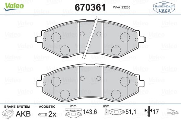 VALEO 670361 Fren Balatası Ön