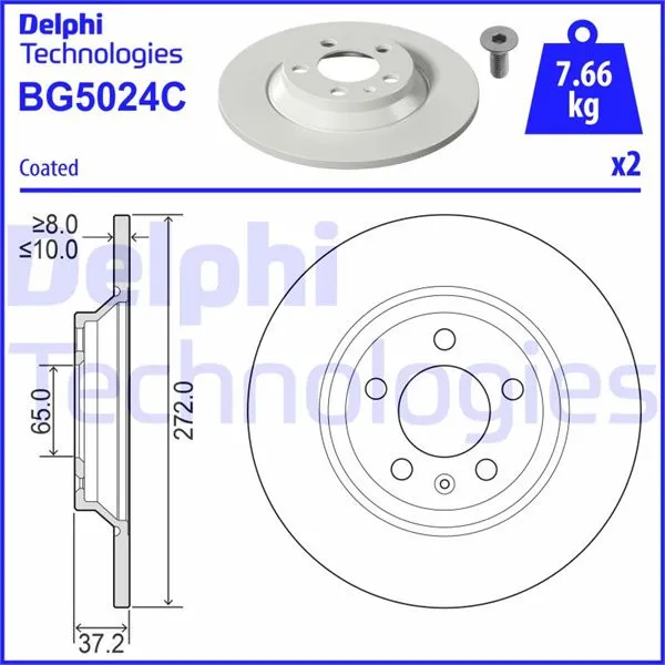 Fren Disk Ayna Arka Sağ ve Sol DELPHI BG5024C
