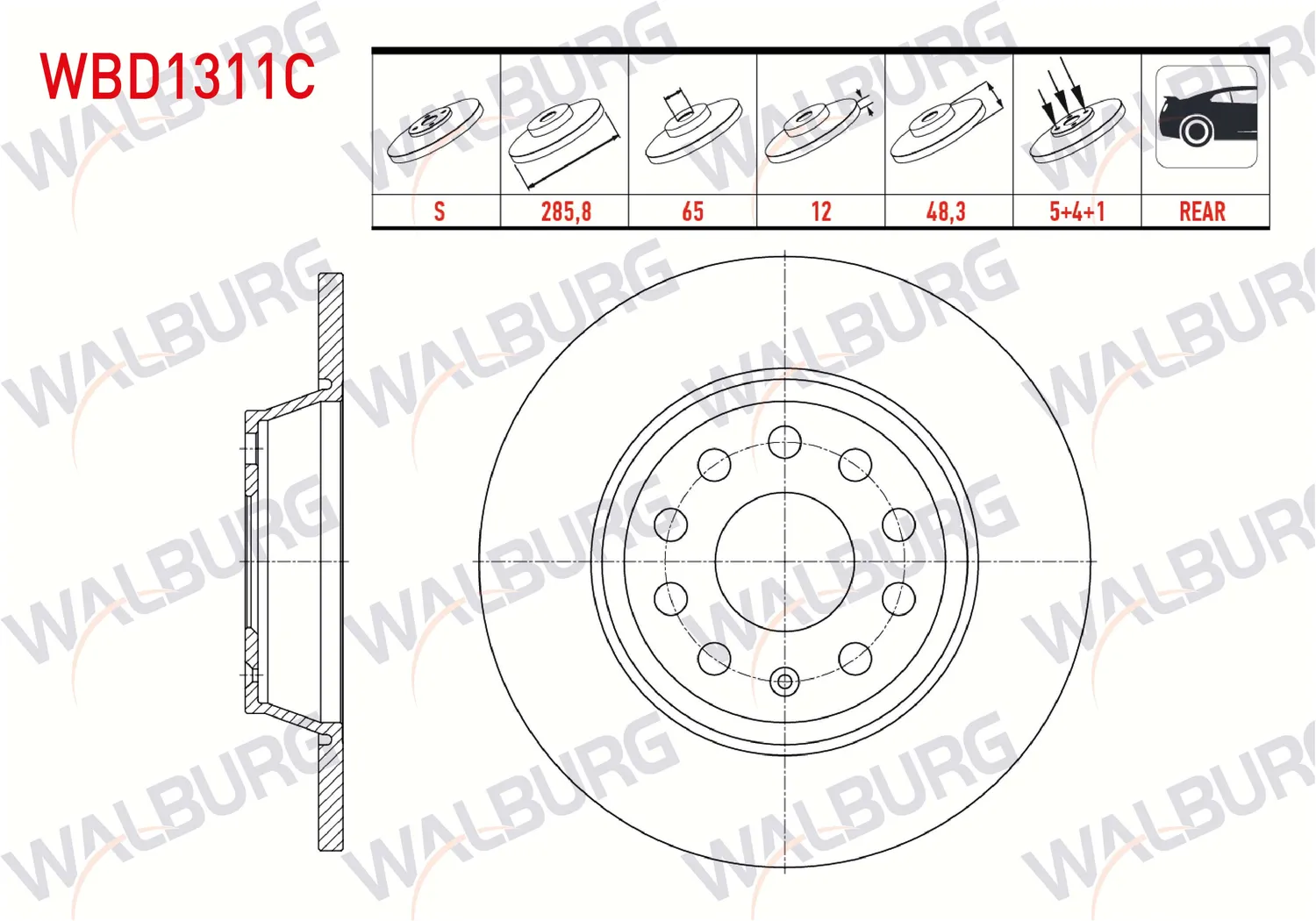 Fren Disk Ayna Arka Sağ ve Sol WALBURG WBD1311C