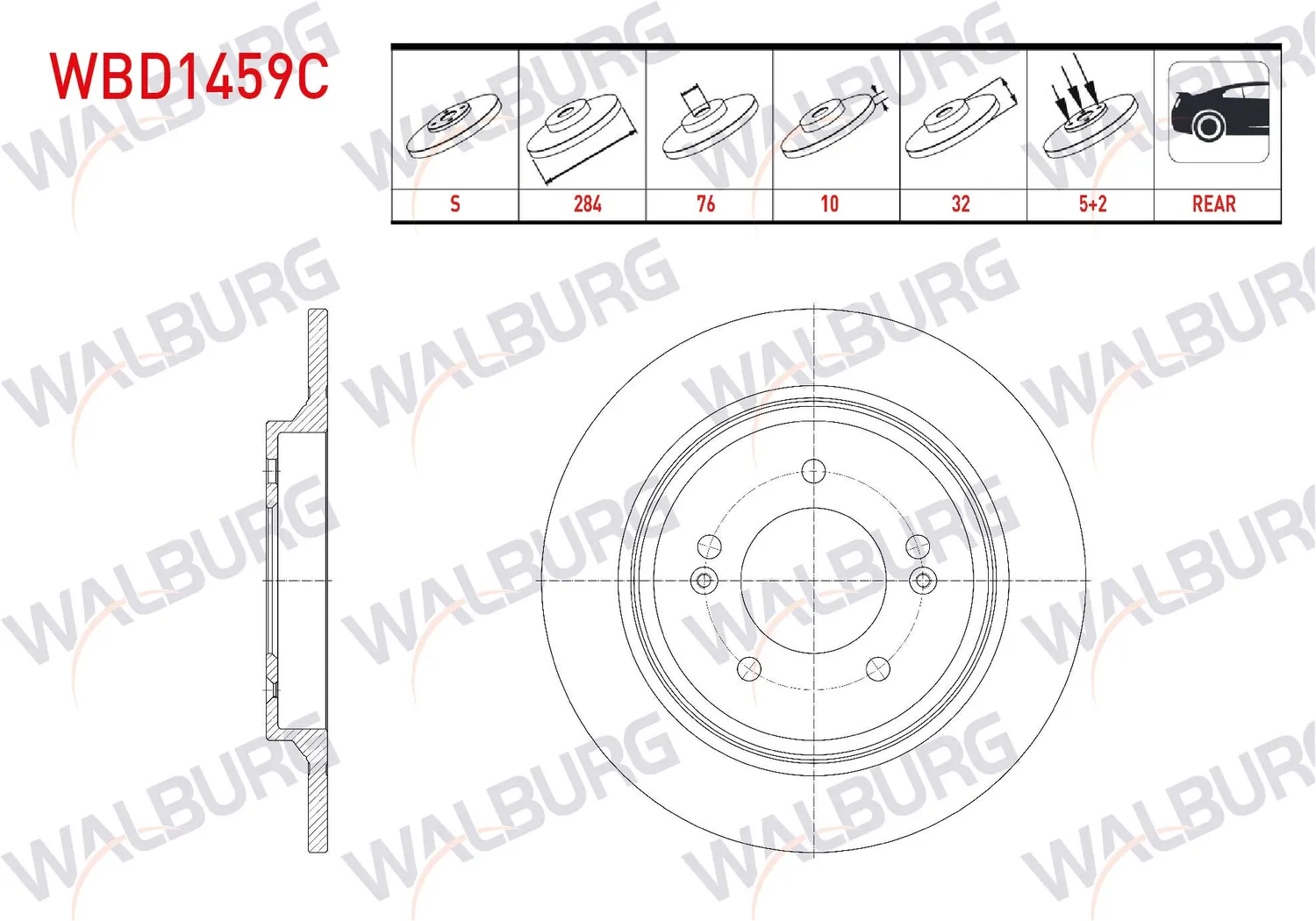 Fren Disk Ayna Arka Sağ ve Sol WALBURG WBD1459C