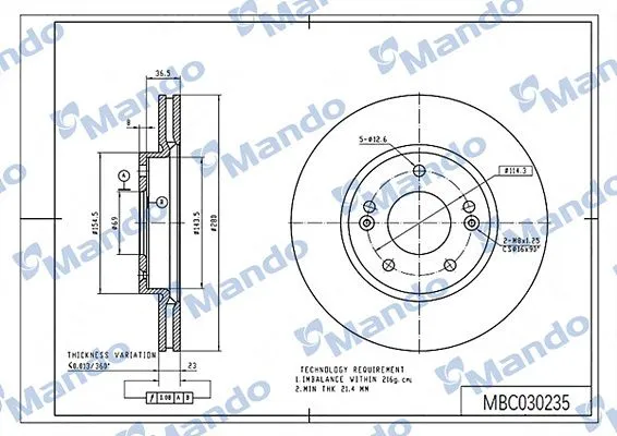 Fren Disk Ayna Ön Sağ ve Sol MANDO MBC030235