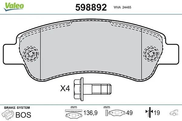 Fren Disk Balata Arka VALEO 598892