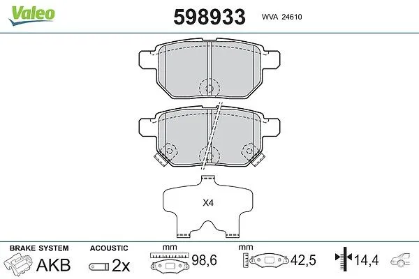 Fren Disk Balata Arka VALEO 598933