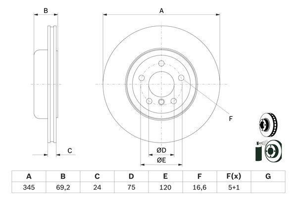 BOSCH 0986479D59 Fren Diski Arka - . Görsel