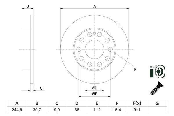 Fren Diski. Arka. 245 /9.9 8 Mm - . Görsel