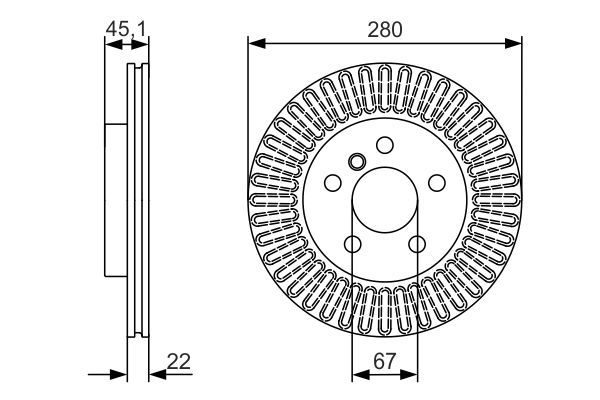 Fren Diski. Arka 280 /22 20 Mm Kaplamali Yüksek Karbon Alaşimli - . Görsel