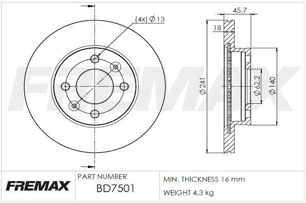 Fren Diski FREMAX BD-7501