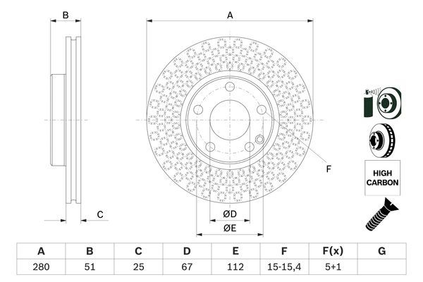 BOSCH 0986479A00 Fren Diski Ön - . Görsel