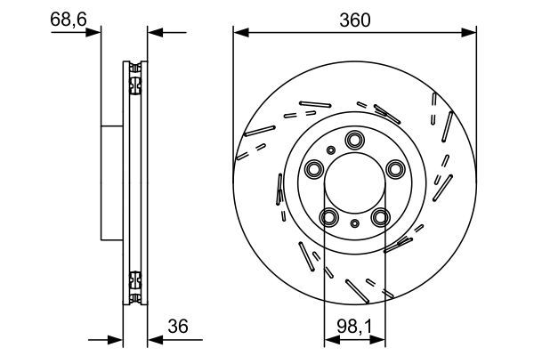 Fren Diski Ön Sağ  360 /36 34 Mm Kaplamali Yüksek Karbon Alaşimli - . Görsel