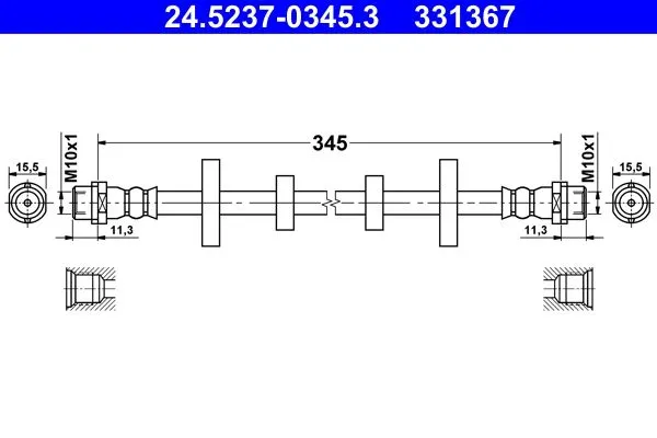 Fren Hortumu Ön Sağ veya Sol ATE 24.5237-0345.3