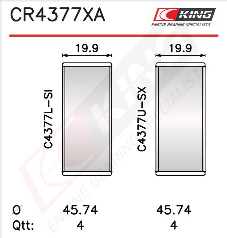 Biyel Yatak Çanağı KING CR4377XA 020