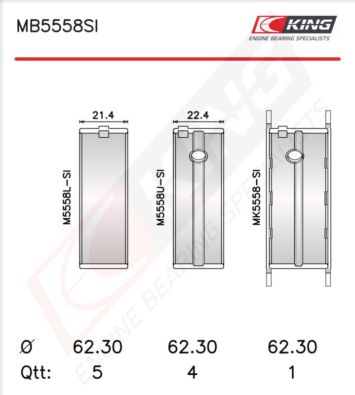 Krank Mili Yatak Çanağı Seti KING MB5558SI