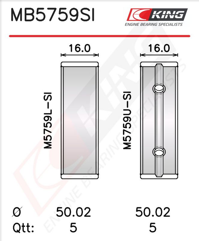 Krank Mili Yatak Çanağı Seti KING MB5759SI0.5