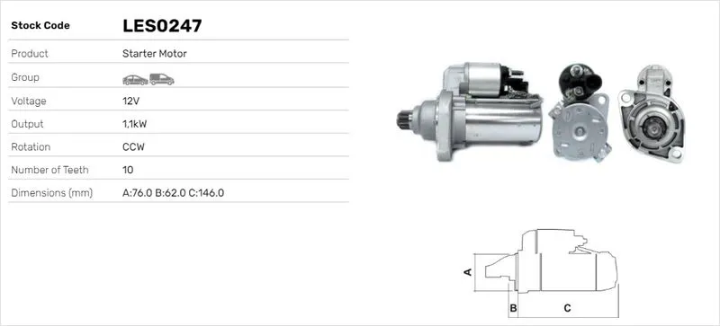 Marş Dinamosu  LUCAS ELEKTRIK LES0247