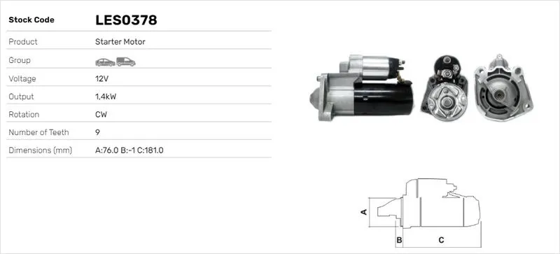 Marş Dinamosu  LUCAS ELEKTRIK LES0378