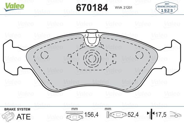 VALEO 670184 Fren Balatası Ön - . Görsel